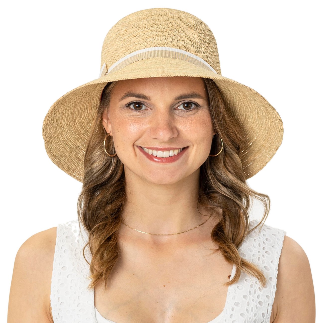 Crochet Straw Cloche Raffia Hat 