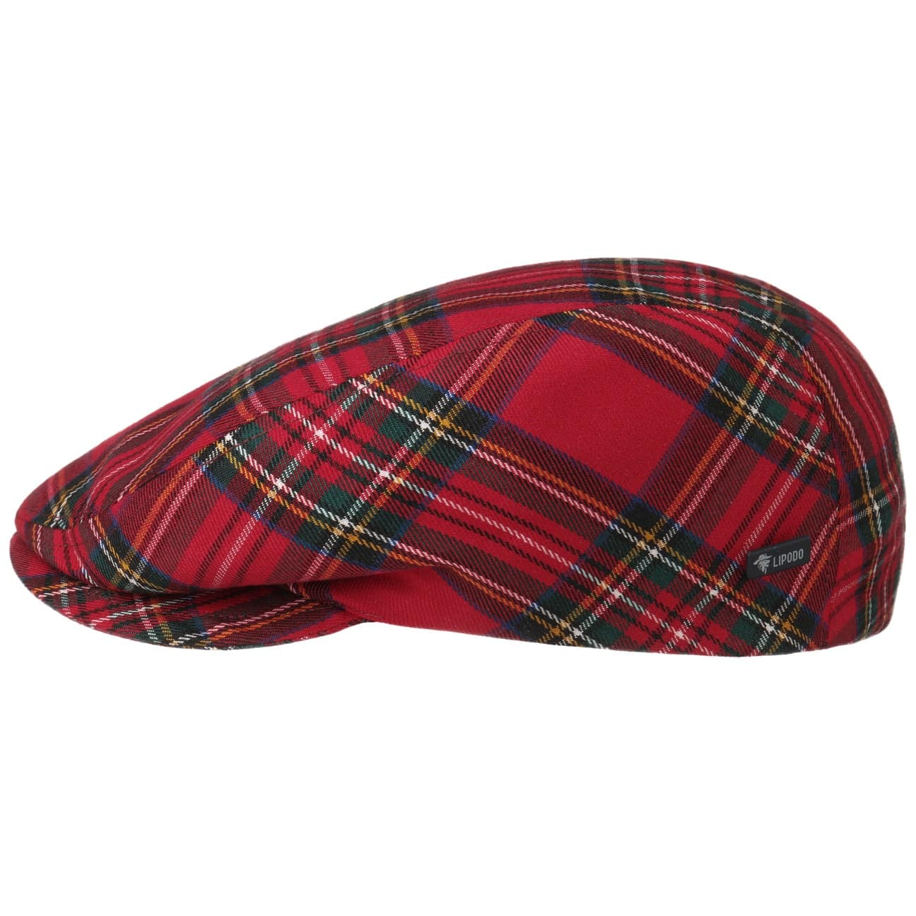 red tartan flat cap